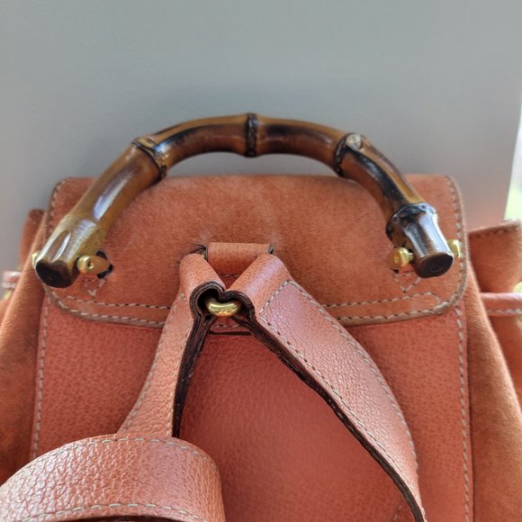 Gucci Mini Suede Bamboo Backpack Orange - Rare Color Auth main image 6